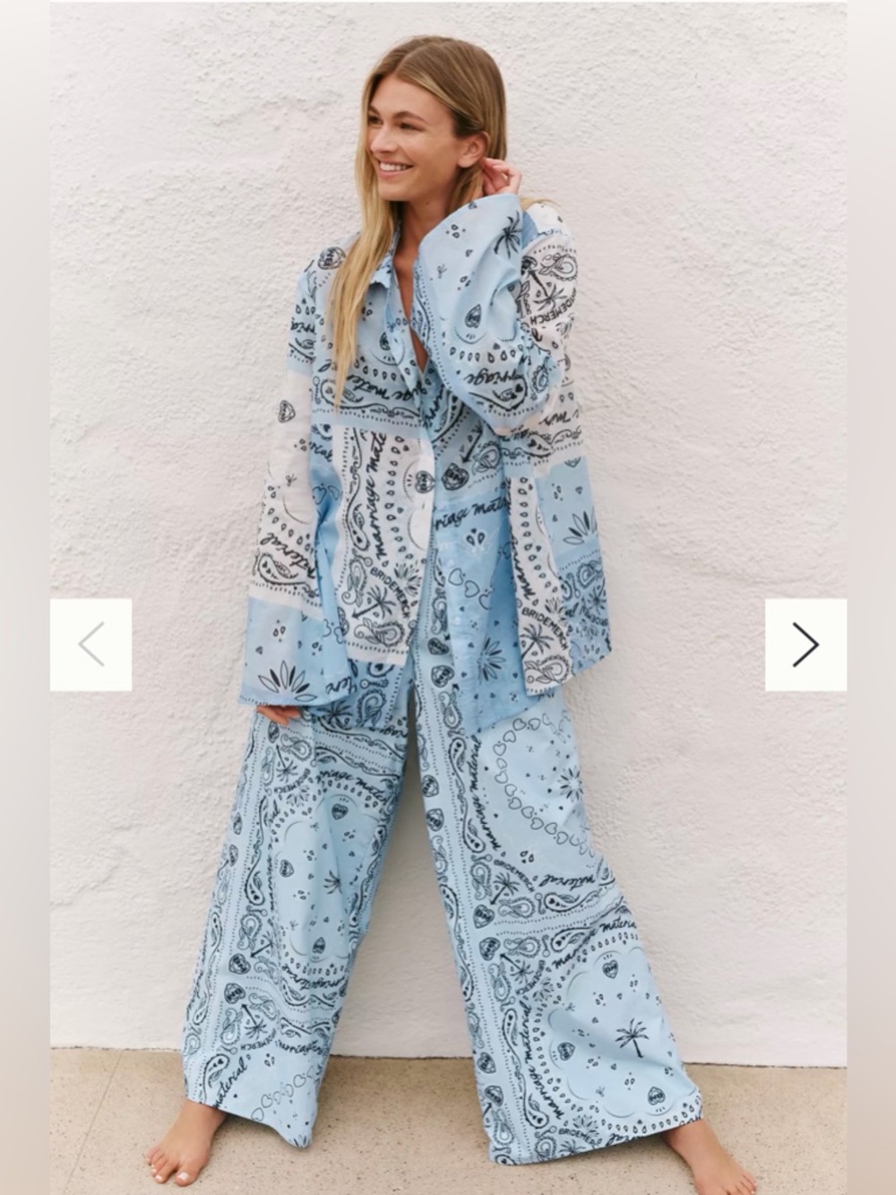 Bridemerch Bandana CottonPrint Wide-Leg Pants Set- Women 2 Piece Set 🔥 Size L